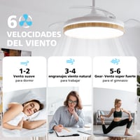 Stropný ventilátor NIORSUN s osvetlením, ovládanie cez aplikáciu a diaľkový ovládač, dizajn v imitácii dreva, LED osvetlenie 6