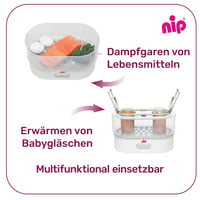 NIP Gőzsterilizáló 6 Palackhoz, Cumi és Kiegészítőkkel, 9 Perc Sterilizálás 6