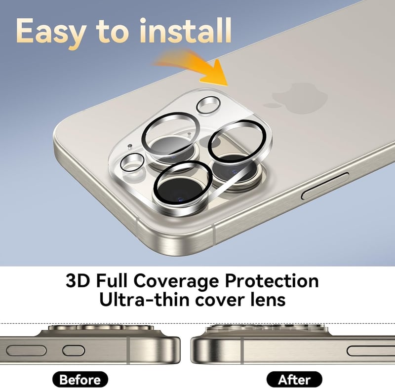 Niphabe iPhone 15 Pro/Pro Max kamera védőfólia 4db, 9H edzett üveg