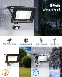 nipify 30W LED Reflektor Mozgásérzékelővel, 3000LM Kültéri Biztonsági Lámpa IP65 Vízálló 5