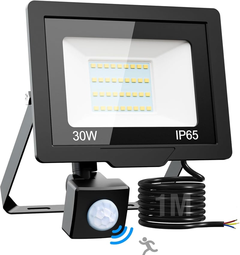 nipify 30W LED Reflektor Mozgásérzékelővel, 3000LM Kültéri Biztonsági Lámpa IP65 Vízálló