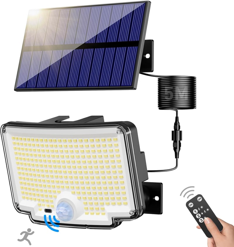 nipify Napelemes Kültéri Lámpa Mozgásérzékelővel 310 LED IP65 Vízálló Fali Lámpa