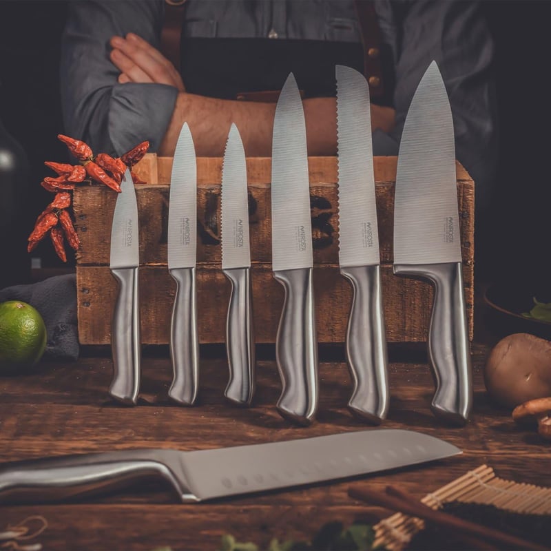 Nirosta rozsdamentes fogazott kenyéskés 20cm pengével éles konyhai kés - 2-Silver