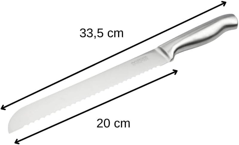 Nirosta rozsdamentes fogazott kenyéskés 20cm pengével éles konyhai kés - 2-Silver