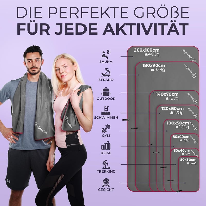 NirvanaShape Mikroszálas Törölköző - Ultrakönnyű Utazótörölköző Kék Színben - Gyorsan Száradó Strandtörölköző Sportoláshoz, Kempingezéshez, 