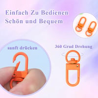 NISENTIA set 15 mini carabine rotative colorate, inele pentru chei, cârlige pentru brelocuri și accesorii artizanale 3