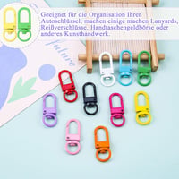 NISENTIA set 15 mini carabine rotative colorate, inele pentru chei, cârlige pentru brelocuri și accesorii artizanale 4