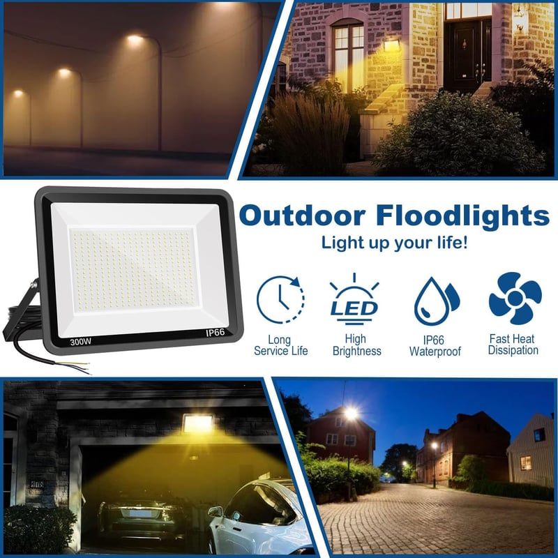 Niserelesa 300W LED Kültéri Reflektor 30000 lm IP66 Vízálló Meleg Fehér