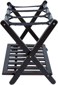 Nisorpa Bambusz Bőröndtartó Tárolórekeszekkel, Összecsukható Poggyásztartó 68x40x58cm Fekete 7