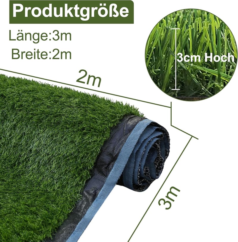 Nisorpa Műfű Szőnyeg Kültéri 2x3m 30mm Magasság Vízáteresztő