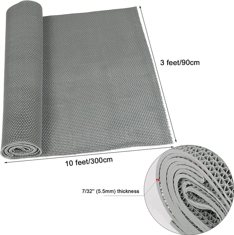 Nisorpa PVC csúszásmentes fürdőszobai szőnyeg 300x90 cm szürke