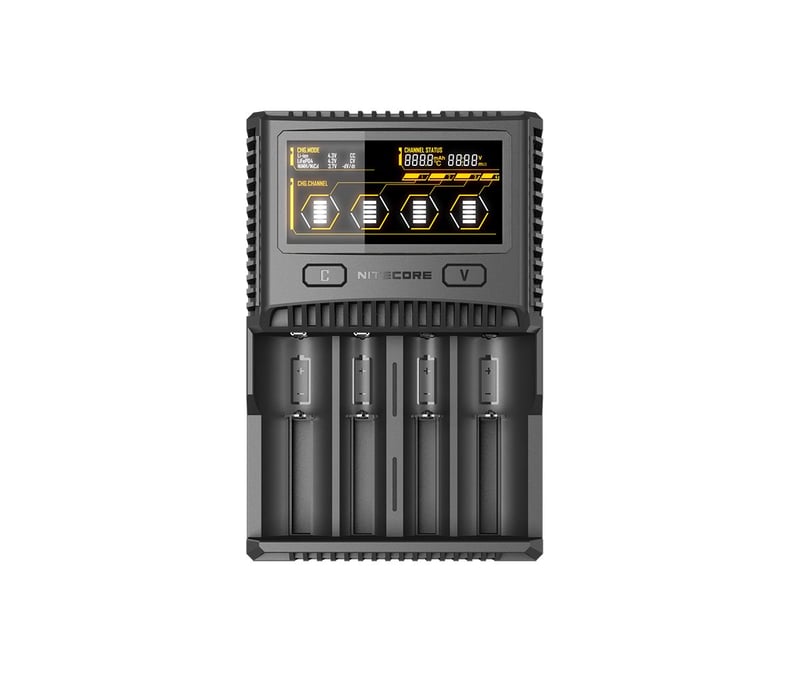 Încărcător Profesional de Acumulatori Nitecore SC4 – 4 Sloturi, pentru Acumulatori Li-Ion, NiMH, NiCd, cu Ecran Color LCD