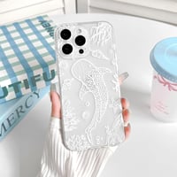 NITITOP iPhone 13 Pro Max átlátszó tok - fehér hal mintás 4
