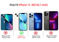 NITITOP puzdro na iPhone 13 so zrkadlovou mašličkou a vzorom srdiečok, modré, nárazuvzdorný lesklý zadný kryt pre ženy a dievčatá, s farebným rámom 7