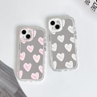 NITITOP puzdro na iPhone 13 so zrkadlovou mašličkou a vzorom srdiečok, modré, nárazuvzdorný lesklý zadný kryt pre ženy a dievčatá, s farebným rámom 4