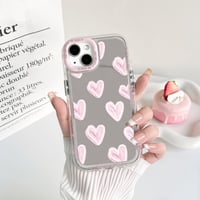 NITITOP puzdro na iPhone 13 so zrkadlovou mašličkou a vzorom srdiečok, modré, nárazuvzdorný lesklý zadný kryt pre ženy a dievčatá, s farebným rámom 6