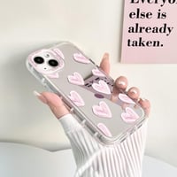 NITITOP puzdro na iPhone 13 so zrkadlovou mašličkou a vzorom srdiečok, modré, nárazuvzdorný lesklý zadný kryt pre ženy a dievčatá, s farebným rámom 5