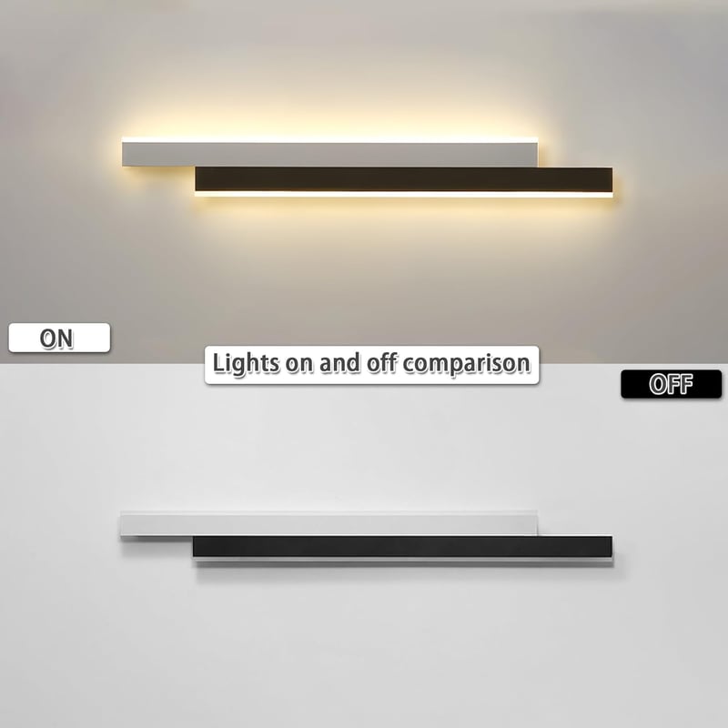 niuniaj 30W Beltéri Fali Lámpa - 115 cm Hosszú LED Világítás, Fekete-Fehér Dizájn, 4000K Természetes Fehér Fény, Nappali, Hálószoba, Lépcső