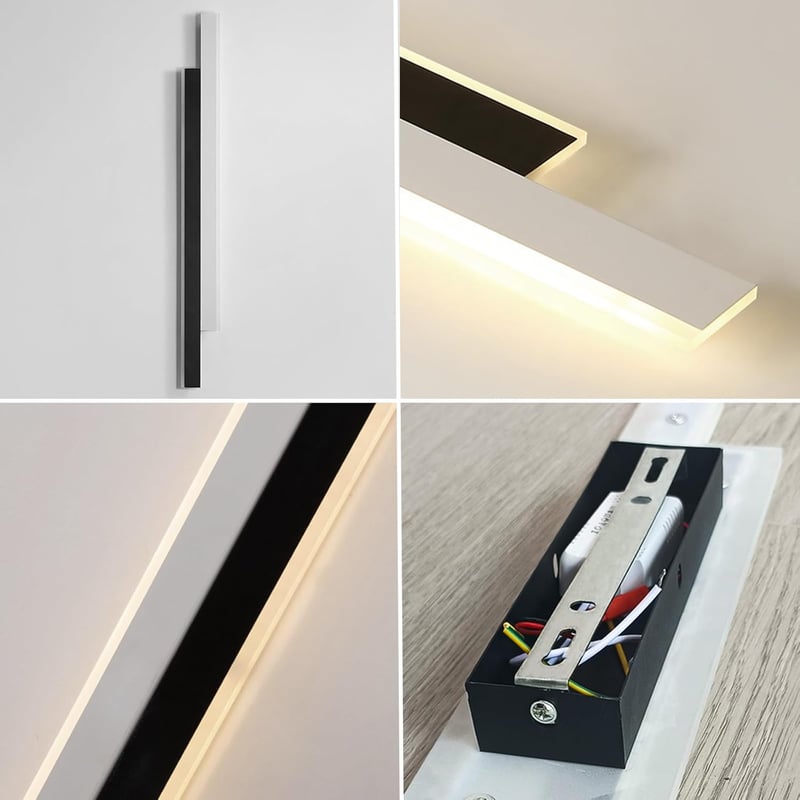 niuniaj 30W Beltéri Fali Lámpa - 115 cm Hosszú LED Világítás, Fekete-Fehér Dizájn, 4000K Természetes Fehér Fény, Nappali, Hálószoba, Lépcső