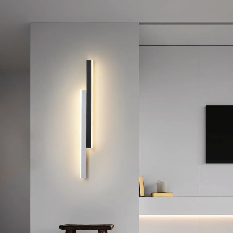 niuniaj 30W Beltéri Fali Lámpa - 115 cm Hosszú LED Világítás, Fekete-Fehér Dizájn, 4000K Természetes Fehér Fény, Nappali, Hálószoba, Lépcső