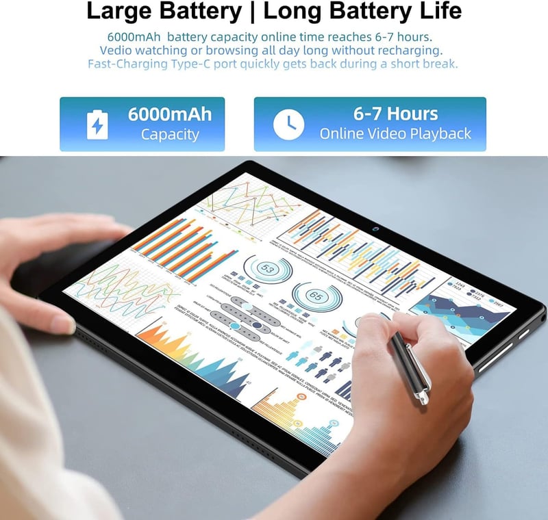 niuniutab 10 hüvelykes Android tablet 16GB RAM 128GB ROM 256GB bővítéssel fekete