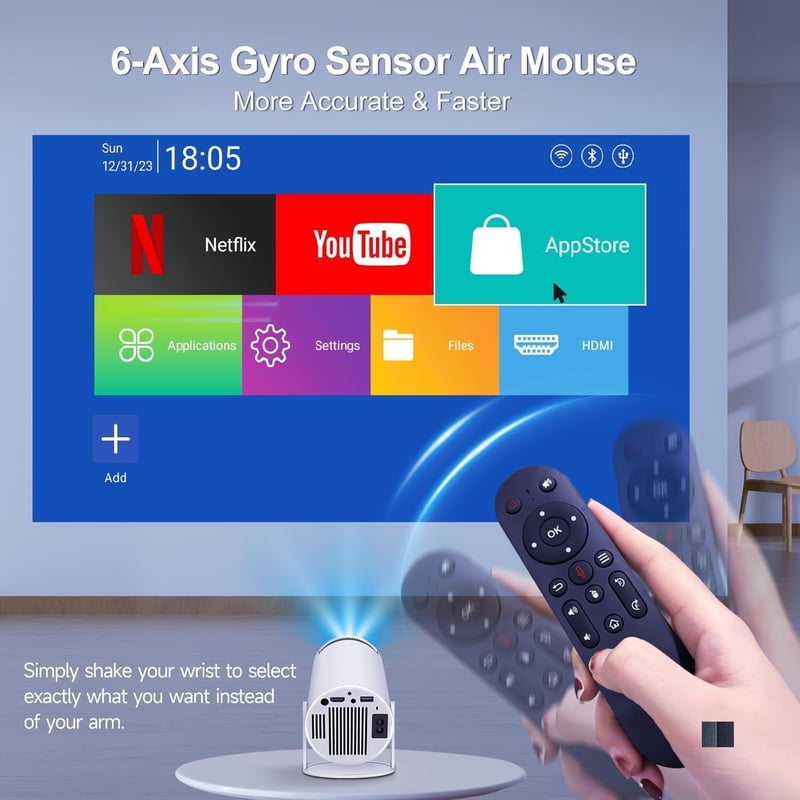 niuniutab 4K 1080P hordozható mini projektor WiFi 6 Bluetooth 5.0 automatikus képkorrekció