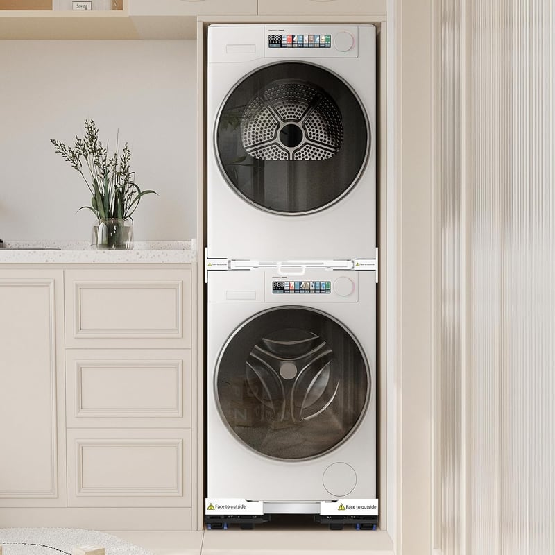 NIUXX Mosógép és szárítógép közlegelő keret készlet polccal és rögzítőkötéllel - Stacking kit with shelf