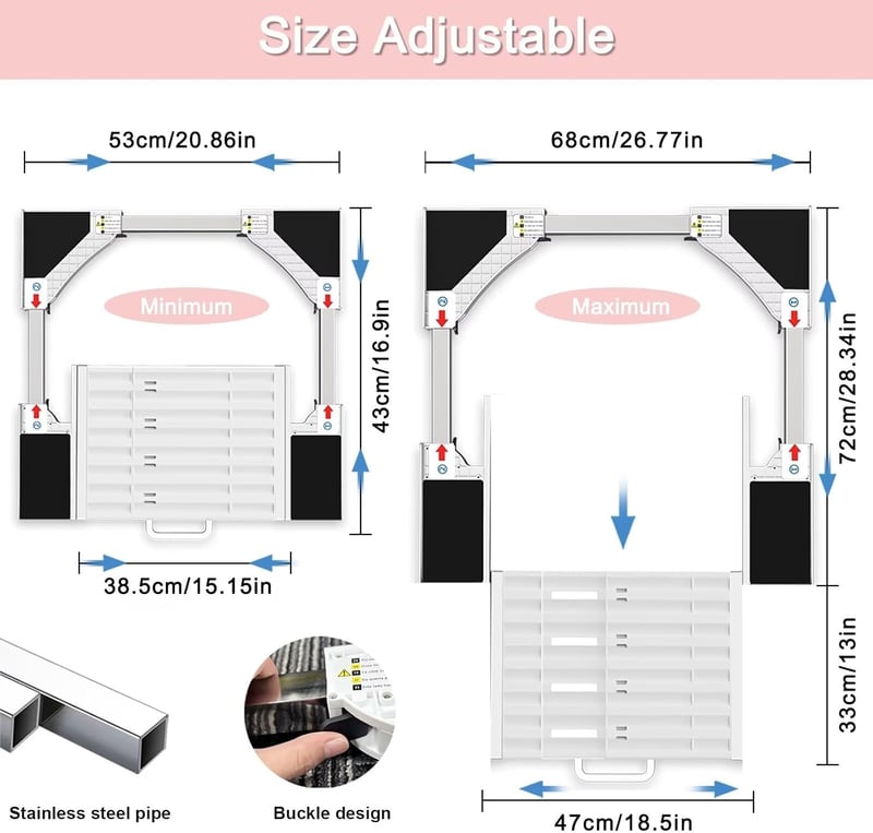 NIUXX Mosógép és szárítógép közlegelő keret készlet polccal és rögzítőkötéllel - Stacking kit with shelf