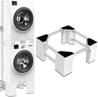 NIUXX mosógép szárítógép állvány fehér, magasság 23,9 cm, állítható szélesség 46-69 cm, max 400 kg, hűtő alá is 1