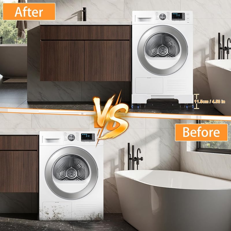 NIUXX Univerzális Mosógép Alap, 12 cm Magasítótalp, 60-70 cm Állítható, 400 kg Terhelhetőség