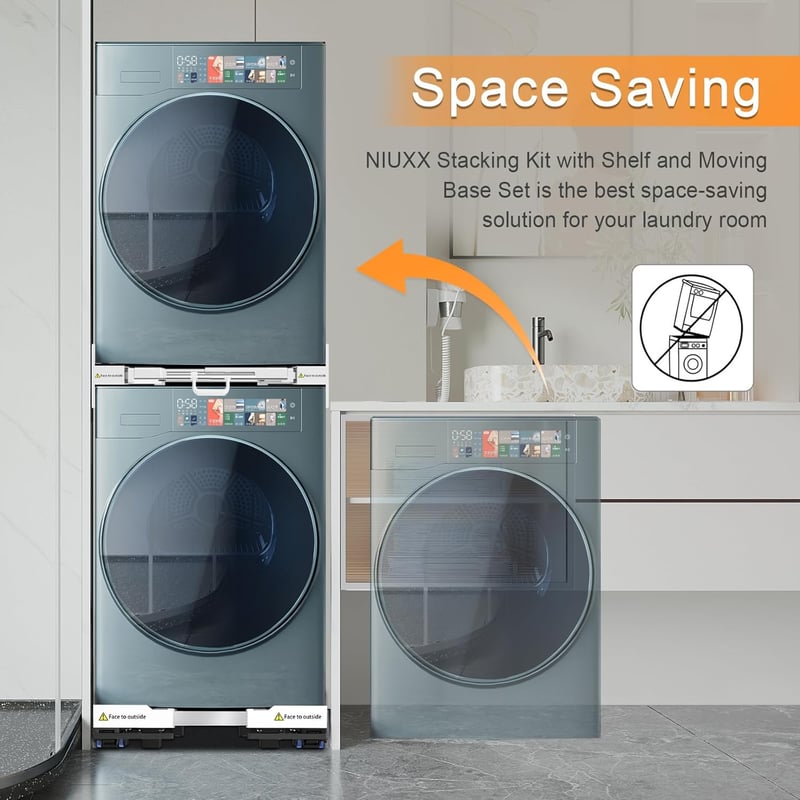 NIUXX Univerzális Mosógép és Szárítógép Állvány Rácsos Szárítóval és Kötéllel