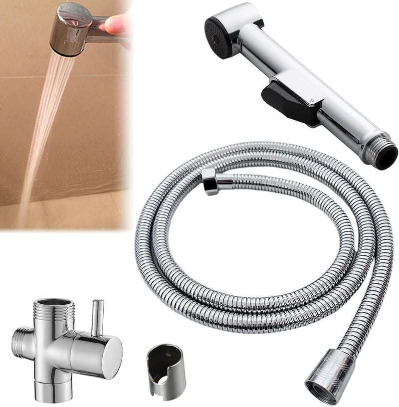 NIYATA Bidet Kézi Zuhanyzó Csapteleppel, 150 cm Csővel és Falitartóval