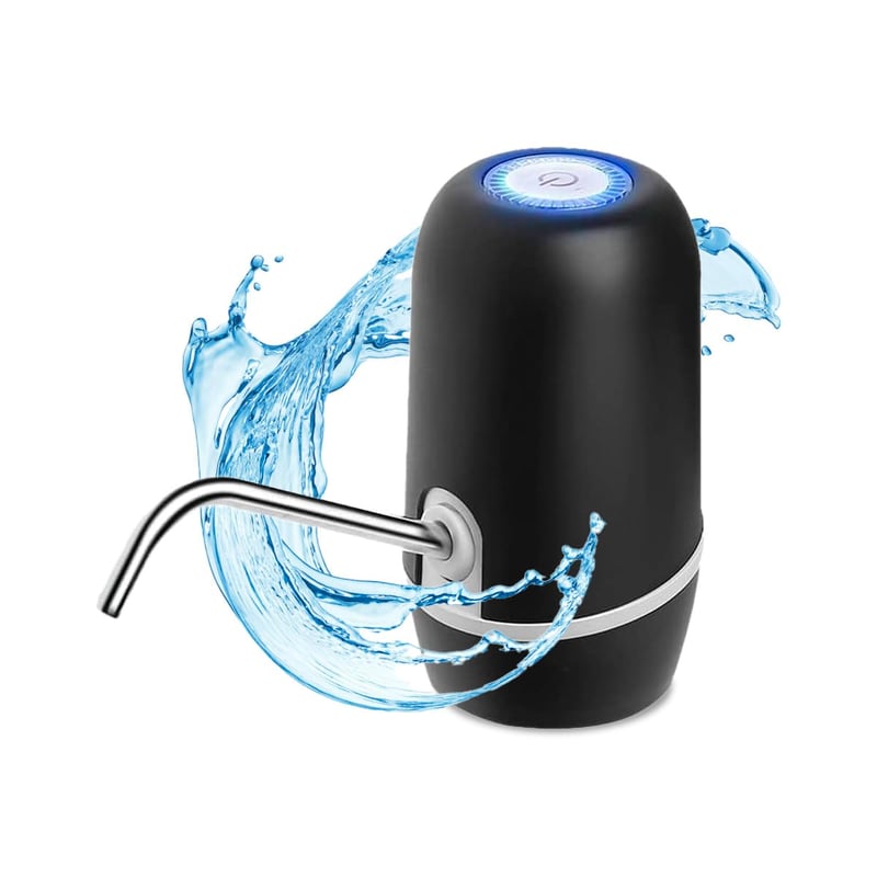 Automatický dávkovač vody NK, USB nabíjanie, nehrdzavejúca oceľ, bez obsahu BPA, prenosný, pre 1,5 – 18,9 l fľaše, čierny, 16 cm
