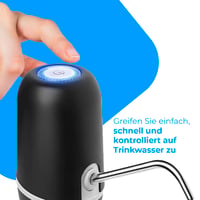 Automatický dávkovač vody NK, USB nabíjanie, nehrdzavejúca oceľ, bez obsahu BPA, prenosný, pre 1,5 – 18,9 l fľaše, čierny, 16 cm 3
