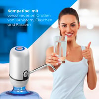 Automatický dávkovač vody NK, nabíjanie cez USB, nehrdzavejúca oceľ, bez obsahu BPA, prenosný, na fľaše s objemom 1,5 – 18,9 l, biely, 16 cm 8