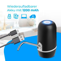 Automatický dávkovač vody NK, USB nabíjanie, nehrdzavejúca oceľ, bez obsahu BPA, prenosný, pre 1,5 – 18,9 l fľaše, čierny, 16 cm 5
