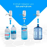 Automatický dávkovač vody NK, nabíjanie cez USB, nehrdzavejúca oceľ, bez obsahu BPA, prenosný, na fľaše s objemom 1,5 – 18,9 l, biely, 16 cm 7