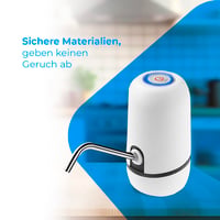 Automatický dávkovač vody NK, nabíjanie cez USB, nehrdzavejúca oceľ, bez obsahu BPA, prenosný, na fľaše s objemom 1,5 – 18,9 l, biely, 16 cm 5