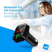 NK FM2102 Bluetooth 5.0 autós FM adó 12/24V kihangosító zenelejátszó USB gyorstöltés 2