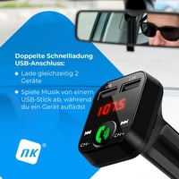 NK FM2102 Bluetooth 5.0 autós FM adó 12/24V kihangosító zenelejátszó USB gyorstöltés 7