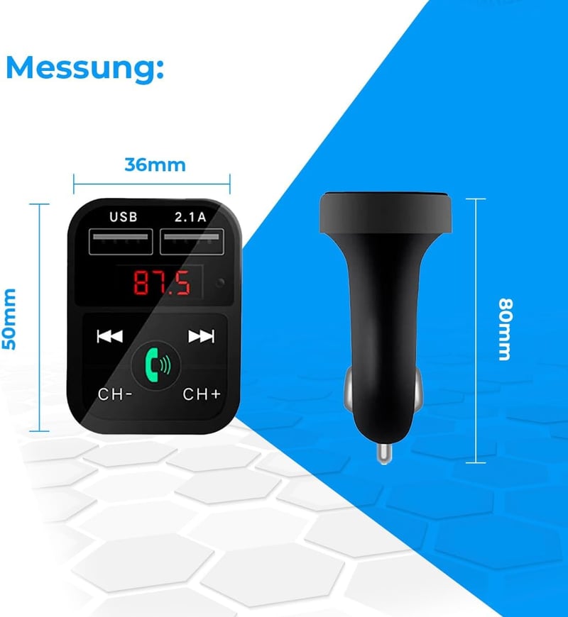 NK FM2102 Bluetooth 5.0 autós FM adó 12/24V kihangosító zenelejátszó USB gyorstöltés
