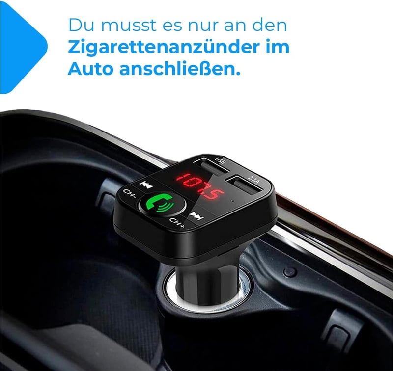 NK FM2102 Bluetooth 5.0 autós FM adó 12/24V kihangosító zenelejátszó USB gyorstöltés