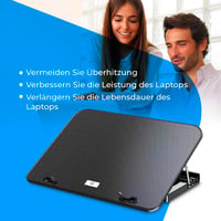 Chladiaca podložka pod notebook NK 12-17" – 6 tichých ventilátorov, 5 úrovní nastavenia výšky, 2 USB porty, modré LED podsvietenie, čierna, rýchle chladenie 3
