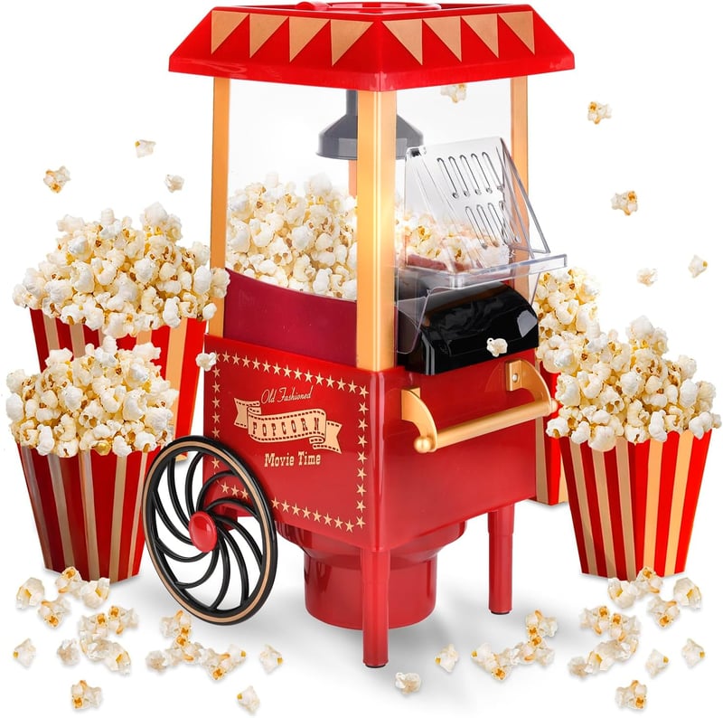 Aparat de popcorn NK Retro, 1200 W, fără ulei, 0,3 L - roșu