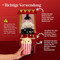 Aparat de popcorn NK Retro, 1200 W, fără ulei, 0,3 L - roșu 5