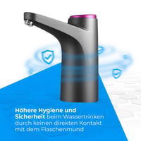 Dávkovač vody NK – LED displej, USB batéria 1200 mAh, silikón, kompatibilný so 4,5l, 5l, 7,5l, 10l, 11,3l, 15l a 18,9l fľašami (adaptér 3,8 a 4,8 cm) – čierny 6
