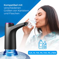 Dávkovač vody NK – LED displej, USB batéria 1200 mAh, silikón, kompatibilný so 4,5l, 5l, 7,5l, 10l, 11,3l, 15l a 18,9l fľašami (adaptér 3,8 a 4,8 cm) – čierny 7