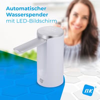 NK Dávkovač vody s LED displejom – Automatický, 4 objemy dávkovania 200/600/800 ml/nepretržité, 1200 mAh, dotykové ovládanie, pre 1,5 l – 18,9 l fľaše – Biely 2
