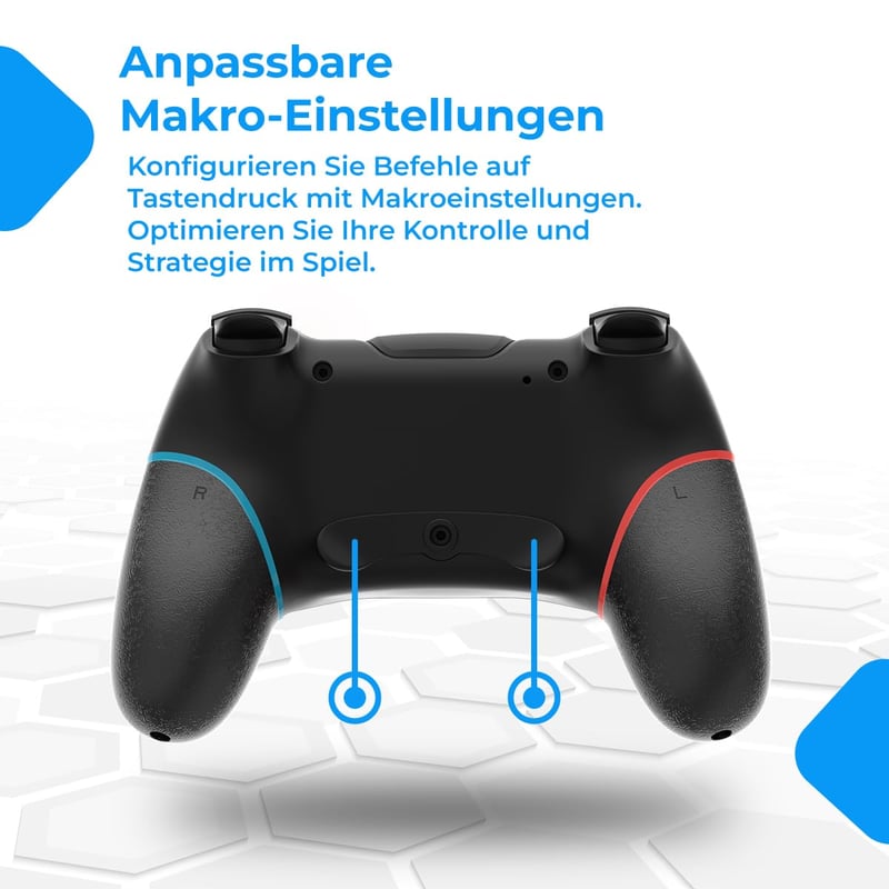 NK Wireless Switch Controller Fekete - OLED/Lite/Pro Kompatibilis, 6-Axis, Turbo, Dual Shock - Black + blue / red