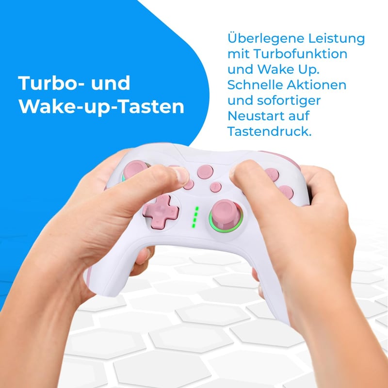 NK Wireless Switch Controller Fekete - OLED/Lite/Pro Kompatibilis, 6-Axis, Vibráció - white/pink
